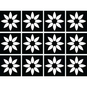 מדבקות אריחים לרצפה | גאומטרי שחור