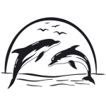 מדבקת קיר | זוג דולפינים