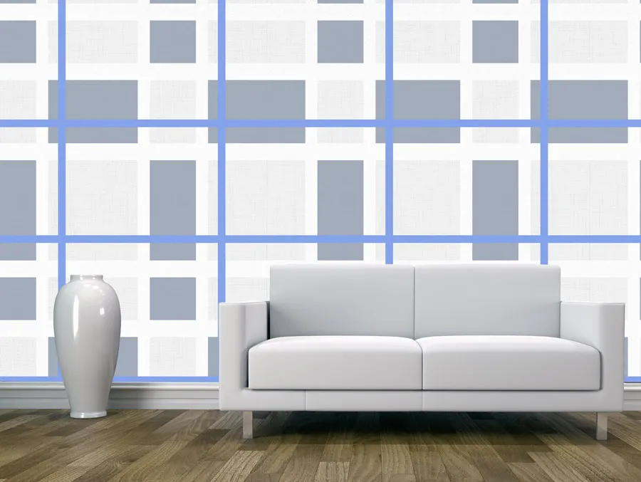 טפט מדבקה | משובץ אפור כחול