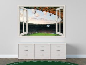 מדבקת קיר משחק ברצלונה נגד מדריד | מדבקת חלון 3D | מדבקה לחדרי נוער