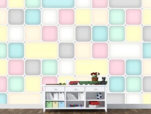 טפט לחדרי ילדים | טפט מדבקה | קוביות פסטל