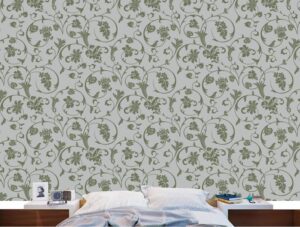 טפט לחדר שינה | טפט מדבקה | פרחים מעוגלים