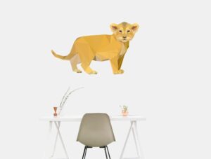 מדבקת קיר לחדר עבודה | מדבקת קיר | גור אריות פוליגונלי