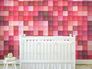 טפט קוביות וורודות | טפט מדבקה | טפט לחדרי תינוקות