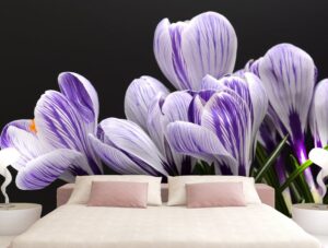 טפט פרחים סגולים | טפט מדבקה | טפט לחדר שינה