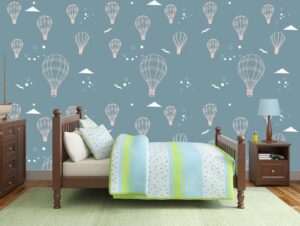 טפט לחדרי ילדים | טפט מדבקה | כדור פורח בשמיים