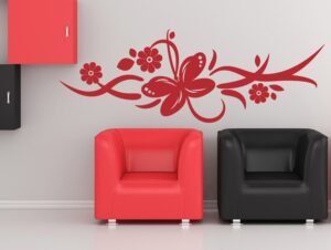 מדבקת קיר לסלון | מדבקת קיר | פרחים שמחים