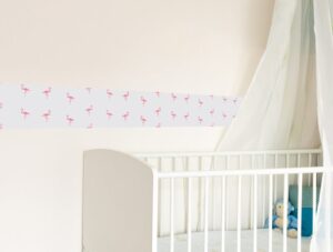 מדבקת קיר לחדרי תינוקות | מדבקת קיר | בורדר פלמינגו ורוד
