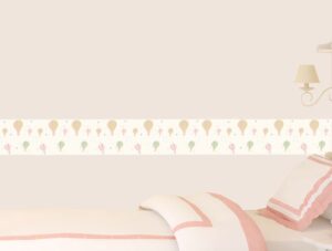 מדבקת קיר לחדרי שינה | מדבקת קיר | בורדר כדורים פורחים