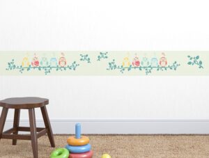 מדבקת קיר לחדרי ילדים | מדבקת קיר | בורדר ינשופים