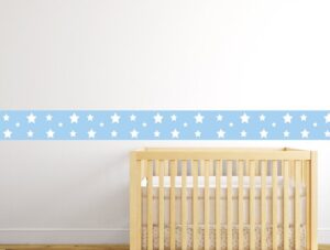 מדבקת קיר לחדרי תינוקות | מדבקת קיר | בורדר כוכבים תכלת
