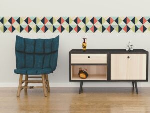 מדבקת קיר לסלון | מדבקת קיר | בורדר גיאומטרי כהה