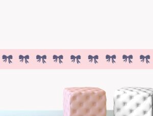 מדבקת קיר לחדרי ילדות | מדבקת קיר | בורדר פפיונים וורוד