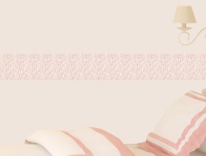 מדבקות קיר לחדרי שינה | מדבקת קיר | בורדר עלים ורודים