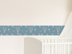 מדבקות קיר לחדרי ילדים | מדבקת קיר | בורדר כדורים פורחים כחול