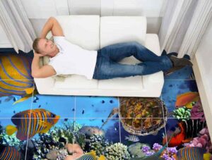 מדבקת קיר לסלון | מדבקות אריחים לרצפה | בתחתית הים