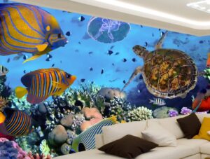 טפט לסלון | טפט מדבקה | אקווריום