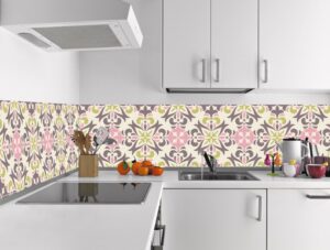 מדבקת קיר למטבח | מדבקות אריחים | פרחי האביב