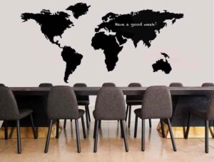 מדבקת קיר לחדרי ישיבות | מדבקת קיר | לוח גיר מפת העולם