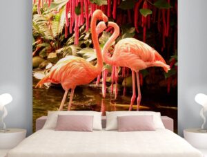 טפט לחדר שינה | טפט מדבקה | פלמינגו ורוד