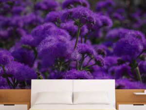 טפט לחדר שינה | טפט מדבקה | פרחים סגולים