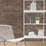 טפט לסלון | טפט מדבקה | בריקים חומים קטנים