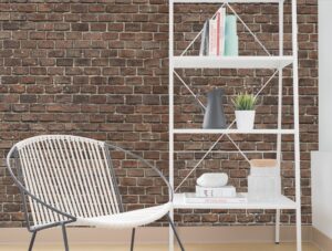 טפט לסלון | טפט מדבקה | בריקים חומים קטנים