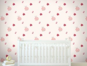 טפט לחדרי תינוקות | טפט מדבקה | חיפושיות אדומות