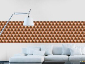 מדבקת קיר לסלון | מדבקת קיר | בורדר קוביות כתום