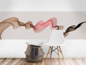 מדבקת קיר לסלון | מדבקת קיר | סרט ורוד וחום