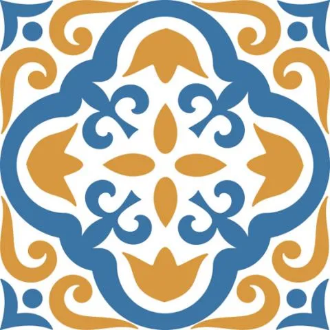 מדבקות אריחים | כחול צהוב