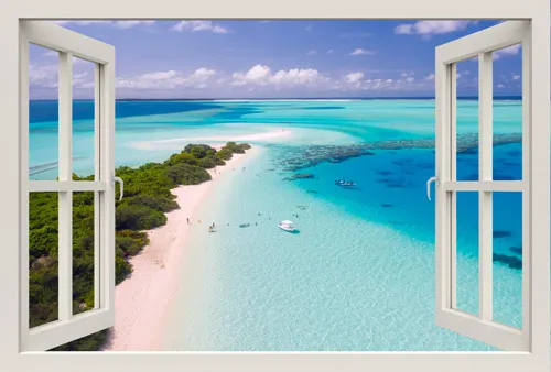 מדבקת חלון 3D | חוף צלול