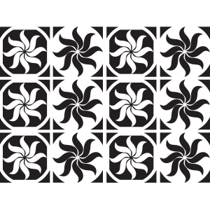 מדבקות אריחים לרצפה | גאומטרי שחור