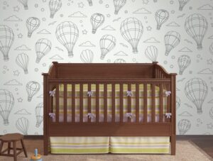 טפט לחדרי ילדים | טפט מדבקה | כדורים בשמיים לבנים