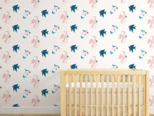 טפט לחדרי תינוקות | טפט מדבקה | דגים כחולים