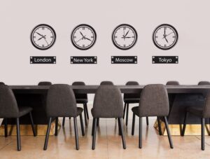 מדבקת קיר למשרדים | מדבקת קיר | שעונים מרחבי העולם