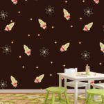 טפט לחדרי ילדים | טפט מדבקה | חלליות בחלל בורדו