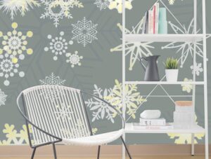 טפט לחדרי ילדים | טפט מדבקה | פתיתי שלג עם רקע כהה