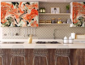 טפט לארונות | טפט רהיטים | שיש אדום ושחור