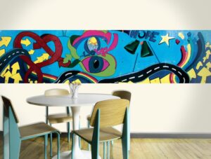 מדבקת קיר | בורדר גרפיטי תקווה ואהבה