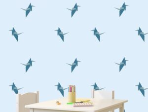 טפט מעוצב לחדרי ילדים | טפט מדבקה | אוריגמי