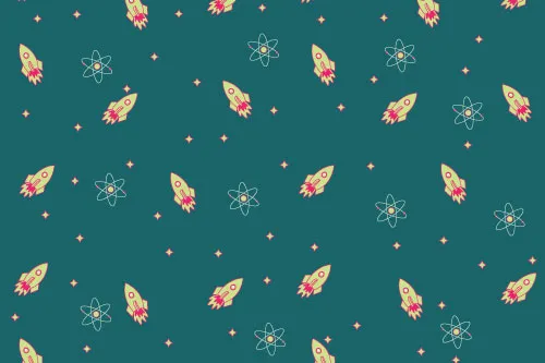 טפט מדבקה | חלליות בחלל טורקיז