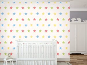 טפט לחדרי ילדים | טפט מדבקה | כוכבים צבעוניים