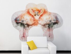 מדבקת קיר זוג פלמינגו מאוהבים