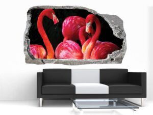 מדבקת קיר | מדבקת פלמינגו תלת מימדית מהממת