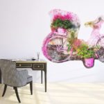 מדבקת קיר | מדבקת אופניים פרחוניים