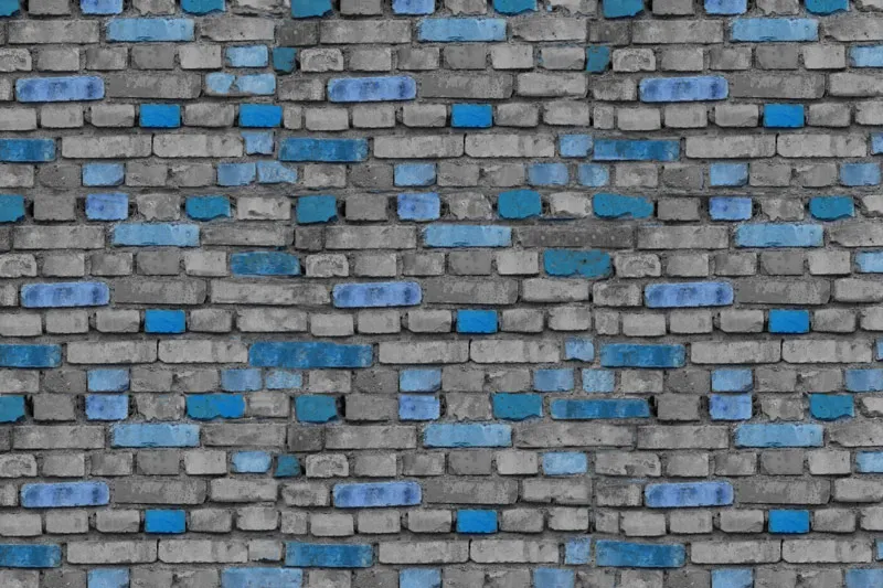 טפט קיר בריקים אפורים עם נגיעות כחולות