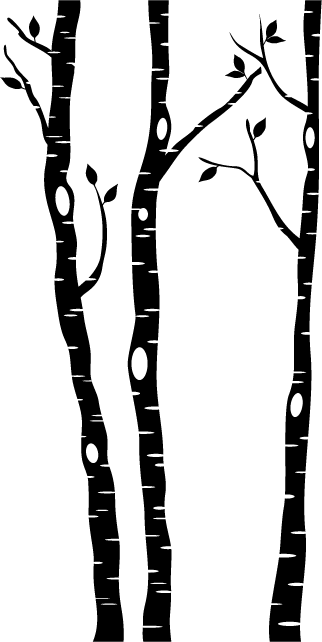 מדבקת מאוירת עצים וציפורים