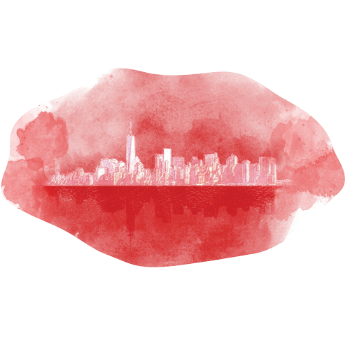 מדבקת קיר ניו יורק בצבעי מים אדומים