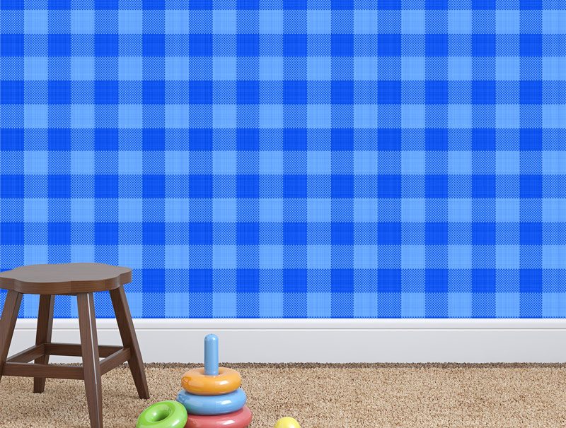 טפט ריבועים כחולים לחדרי ילדים